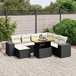 vidaXL Salon de jardin 8 pcs avec coussins noir résine tressée