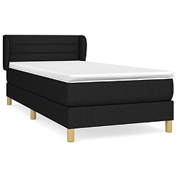 vidaXL Sommier à lattes de lit avec matelas Noir 100x200 cm Tissu