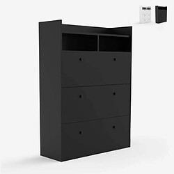 Ahd Amazing Home Design Armoire à chaussures vertical avec 3 portes 63x24x120cm 18 paires Curpes, Couleur: Noir