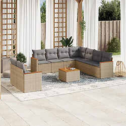 vidaXL Salon de jardin et coussins 10 pcs mélange beige résine tressée 