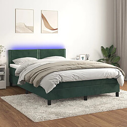 Sommier à lattes LED,Cadre à lattes de lit avec matelas pour Adulte Vert foncé 140x190 cm -MN70475