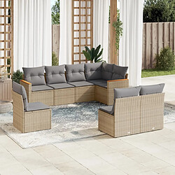 Maison Chic Salon de jardin avec coussins 8 pcs | Ensemble de Table et chaises | Mobilier d'Extérieur beige résine tressée -GKD41560