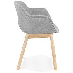 Avis Alterego Chaise avec accoudoirs 'LAMBIC' en tissu gris clair et pieds en bois naturel