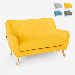 LE ROI DU RELAX Canapé 2 places en tissu de style scandinave confortable moderne Irvine | Couleur: Jaune 