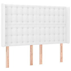 Avis Maison Chic Tête de lit scandinave à LED,meuble de chambre Blanc 147x16x118/128 cm Similicuir -MN87171