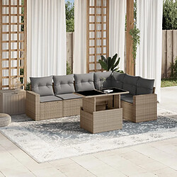 vidaXL Salon de jardin avec coussins 7 pcs beige résine tressée 