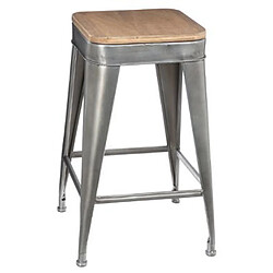 Pegane Tabouret de bar en métal coloris gris - Dim : L 38 x l 38 x H 59,9 cm 