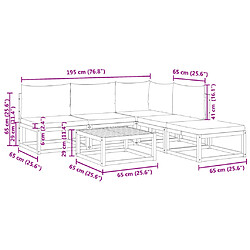 Acheter vidaXL Salon de jardin avec coussins 6 pcs bois d'acacia solide