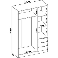 Pegane Armoire d'angle, meuble de rangement en bois mélaminé coloris chêne naturel - Longueur 213 x Profondeur 90 x Hauteur 184 cm