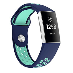 Wewoo Bracelet bicolore en silicone avec trou rond pour pour Fitbit Charge 3, taille de la dragonne: 145-210 mm (vert bleu) 