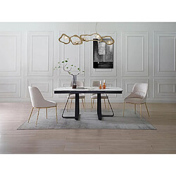 Vente-Unique Table à manger extensible 6 à 10 personnes en verre trempé et céramique - Effet marbre blanc et noir - MARDONA