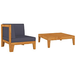 vidaXL Salon de jardin 2 pcs avec coussins Bois d'acacia solide