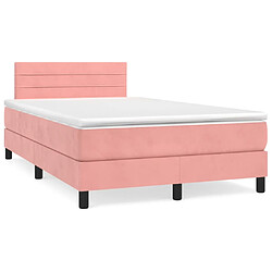 Maison Chic Lit adulte - Lit + matelas + LED,Sommier à lattes de lit et matelas LED rose 120x190 cm velours -GKD54112