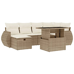 vidaXL Salon de jardin avec coussins 7 pcs beige résine tressée