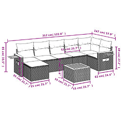 vidaXL Salon de jardin 8 pcs avec coussins noir résine tressée pas cher