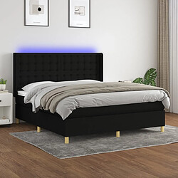 vidaXL Sommier à lattes de lit matelas et LED Noir 160x200 cm Tissu 