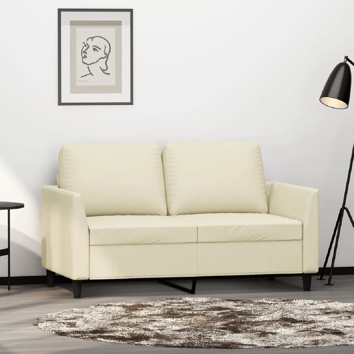 Maison Chic Canapé à 2 places,Sofa de Salon,Canapé droit Crème 120 cm Similicuir -GKD387253