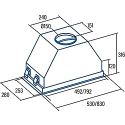 Hotte standard Cata GCX53SD 280W 750 M3/H