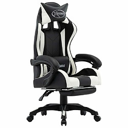 Maison Chic Fauteuil de jeux vidéo avec repose-pied,Fauteuil Gamer du Bureau Blanc et noir Similicuir -MN85457