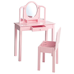 roba Coiffeuse pour enfants avec tabouret Rose 68x32x106 cm Bois 