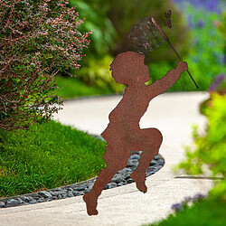 Statue De Silhouette Faite à La Main En Métal Pour Garçon De Cadeaux De Pelouse D'arrière-cour De Jardin