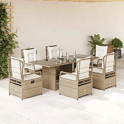 vidaXL Ensemble à manger de jardin et coussins 7 pcs beige poly rotin 