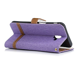 Acheter Etui en PU tissu jean bicolore violet pour votre Samsung Galaxy J6 Plus/J6 Prime