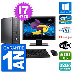 PC HP 600 G1 SFF Ecran 27" Intel i7-4770 RAM 32Go Disque 500Go Windows 10 Wifi · Occasion 