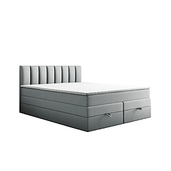 Acheter TRADA Lit adulte 140x200 GUSTO avec rangement et matelas ressorts ensachés - lit double rembourré avec matelas pocket energy springs gris clair