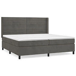 vidaXL Sommier à lattes de lit et matelas Gris foncé 200x200cm Velours