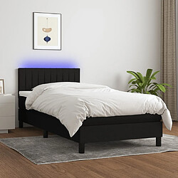 Sommier à lattes LED,Cadre à lattes de lit avec matelas pour Adulte Noir 100x200 cm Tissu -MN62145