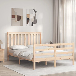 Maison Chic Cadre/structure de lit avec tête de lit pour adulte - Lit Moderne Chambre 140x190 cm bois massif -MN15464