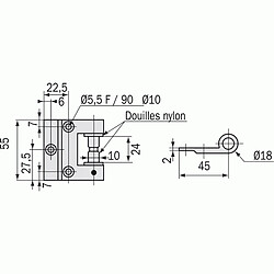 Assa Abloy Paumelles de miroiterie 4200 finition chromé brillant