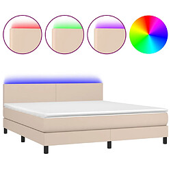 vidaXL Sommier à lattes de lit avec matelas LED Cappuccino 160x200 cm