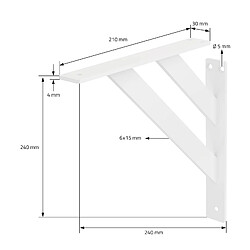 ML-Design 6x Équerres étagère mural support d'angle en aluminium blanc robuste 240x240 mm pas cher