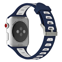 Avizar Bracelet Apple Watch 38 et 40 mm Sport ajustable en Silicone - Bleu nuit / Blanc