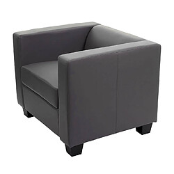 Acheter Mendler Fauteuil lounge chair Lille ~ similicuir, gris foncé