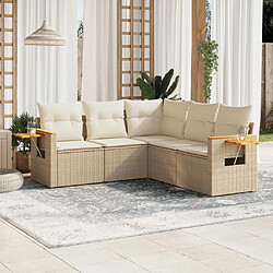 vidaXL Salon de jardin avec coussins 5 pcs beige résine tressée 