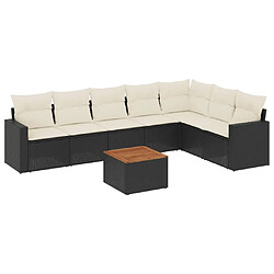 vidaXL Salon de jardin 8 pcs avec coussins noir résine tressée