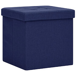 vidaXL Tabouret de rangement pliable Bleu Faux lin