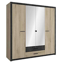 Pegane Armoire en panneaux de particules, chêne kronberg/sidewalk - Dim : 198 x 203,1 x 56,6 cm 