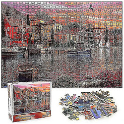 Universal Puzzle de la ville méditerranéenne, 1000 PCS Puzzle de décompression pédagogique 