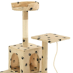 Arbre à chat avec griffoirs,niche pour chat en sisal 120 cm Beige Motif pattes -MN80698 pas cher