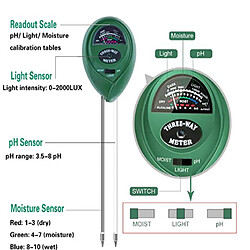 Nw 1776 Testeur de sol trois en un, hygromètre / jardin, pelouse, ferme, mesure du pH / lumière, adapté à la maison, à l'humidité intérieure et extérieure et aux instruments de jardinage d'instruments de pH pas cher
