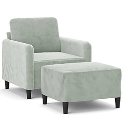 Maison Chic Fauteuil Relax pour salon | Fauteuil avec repose-pied Gris clair 60 cm Velours -GKD20651