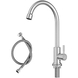 Cecipa max Robinet de Cuisine - Robinet d'évier de Cuisine à eau froide - Acier Inoxydable Brossé + Distributeur de Savon de Cuisine Brossée