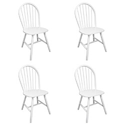 vidaXL Chaises à manger lot de 4 blanc bois d'hévéa solide