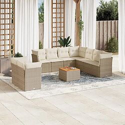 vidaXL Salon de jardin 11 pcs avec coussins beige résine tressée 