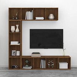 Avis vidaXL Ensemble bibliothèque/meuble TV 3 pcs Chêne marron 180x30x180cm