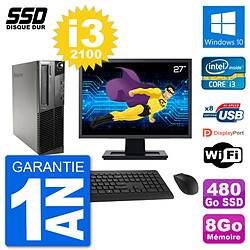 PC Lenovo M91p SFF Ecran 27" Intel i3-2100 RAM 8Go SSD 480Go Windows 10 Wifi - Occasion